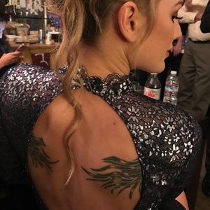 silver lace bodysuit
